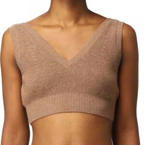 Pinko Tan Knit cashmere Crop Top Sz S